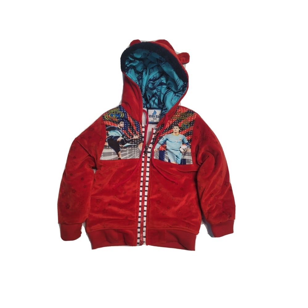 Vintage‎ Seven Seas Boys  Jacket 3 T Red Sports Soccer Velvet